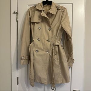Michael Kors Trench Coat Beige Size Small Belted and Double Breasted